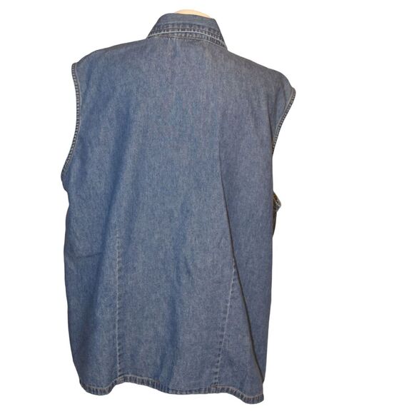 Vintage 90s Bill Blass Denim Chambray Vest Women’s 2X Button Front Y2K Western - Picture 3 of 7